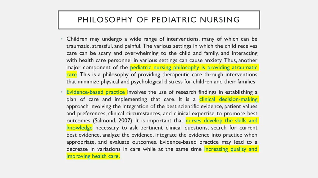 philosophy of pediatric nursing 1