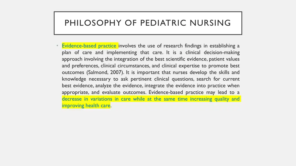 philosophy of pediatric nursing 2