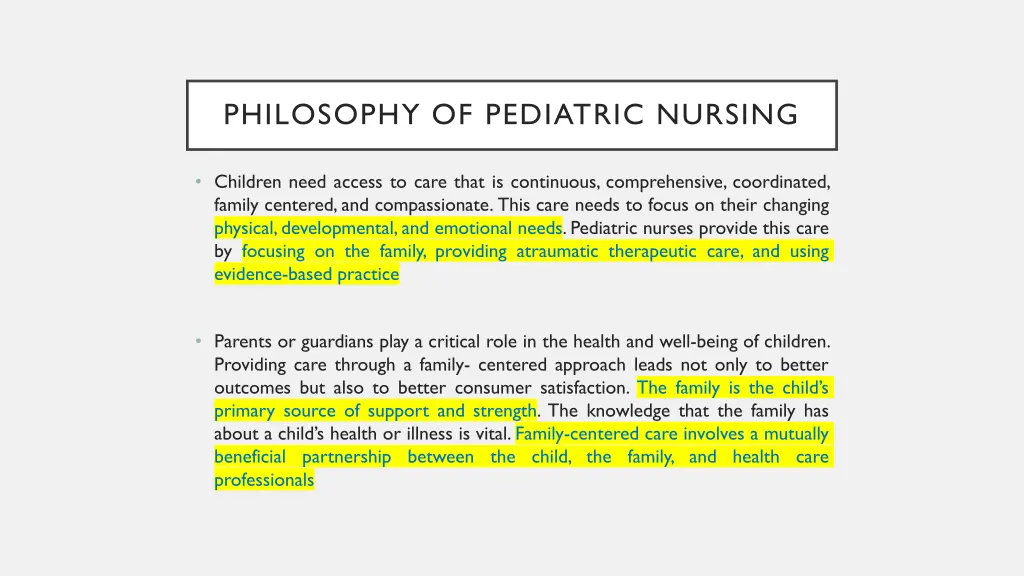 philosophy of pediatric nursing