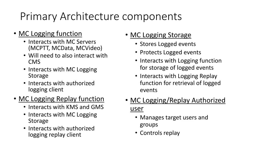 primary architecture components