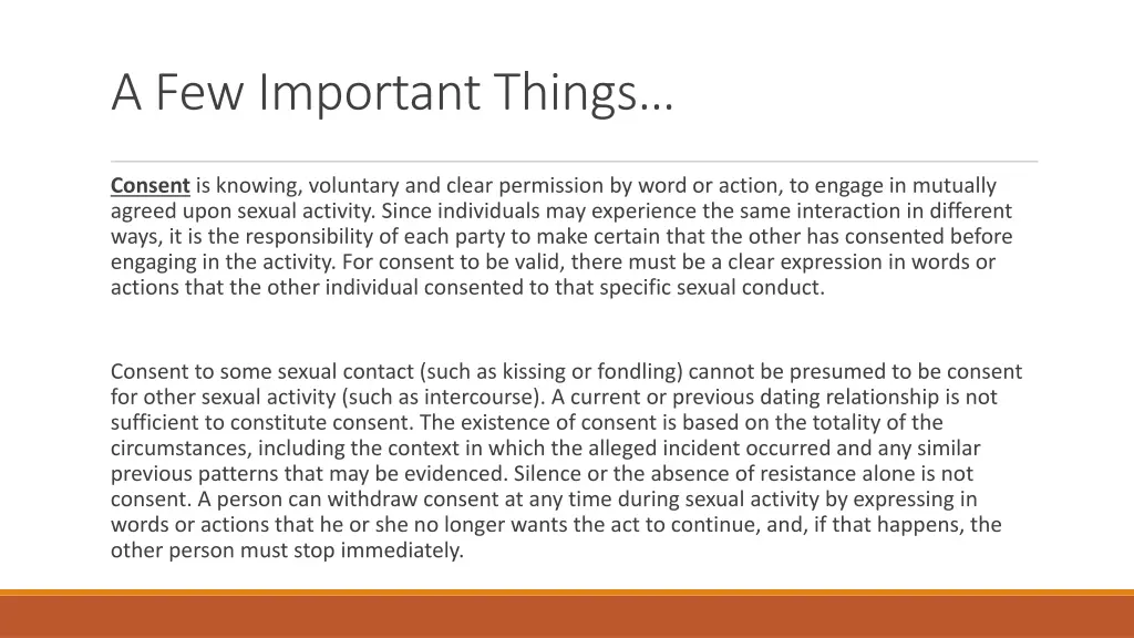 a few important things