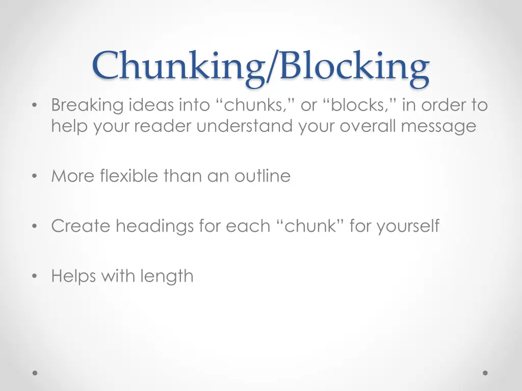 chunking blocking breaking ideas into chunks
