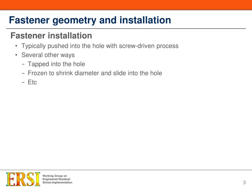 fastener geometry and installation 1