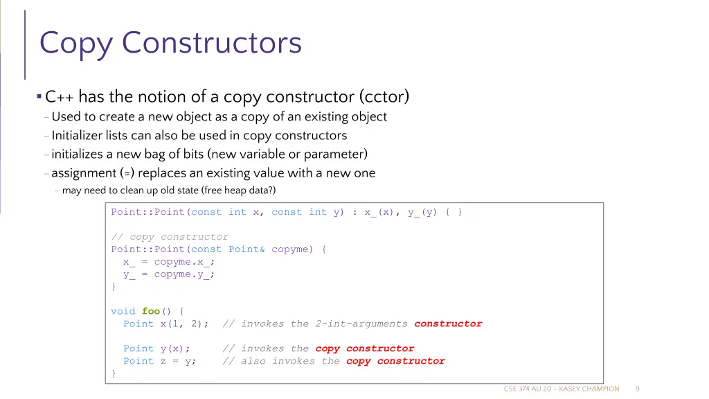 copy constructors