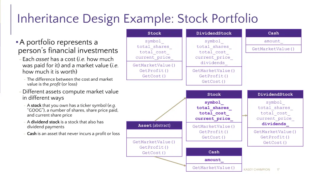 inheritance design example stock portfolio
