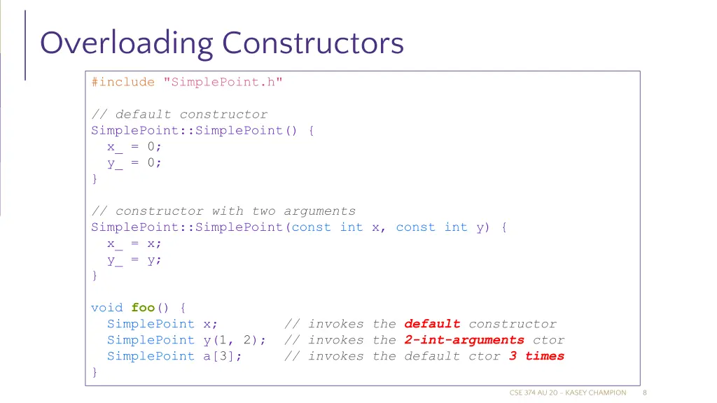 overloading constructors