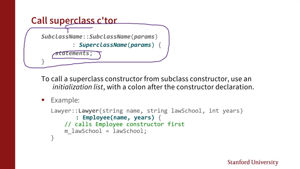 call superclass c tor