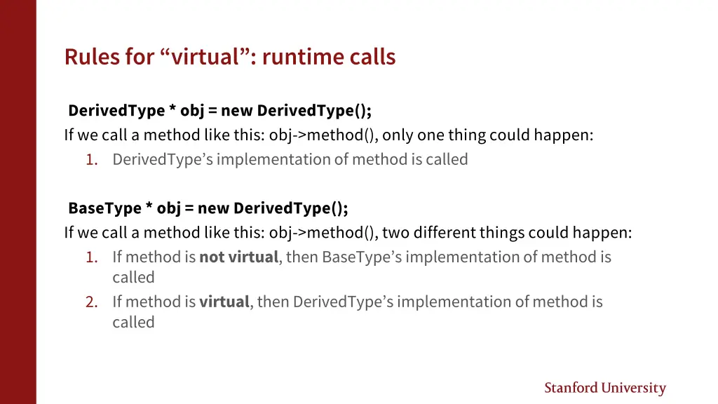 rules for virtual runtime calls