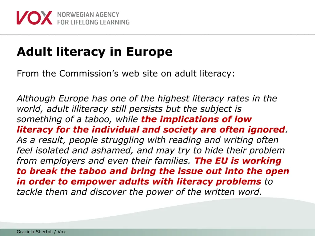 adult literacy in europe
