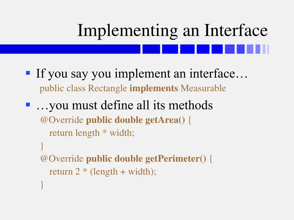 implementing an interface 1