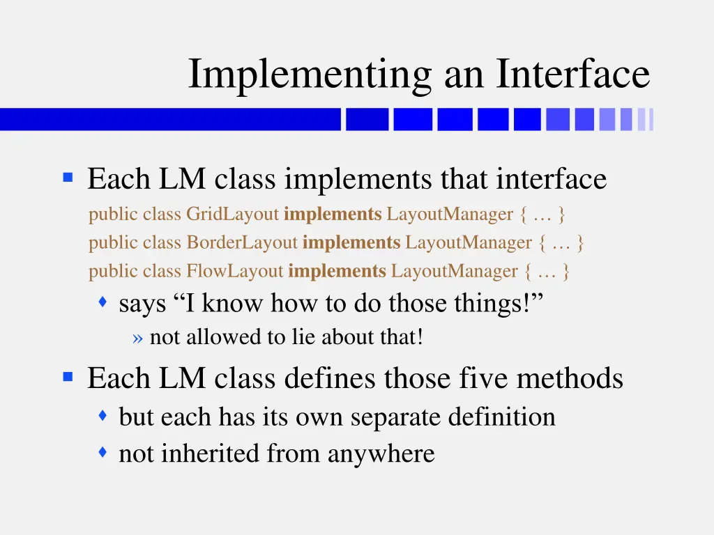 implementing an interface
