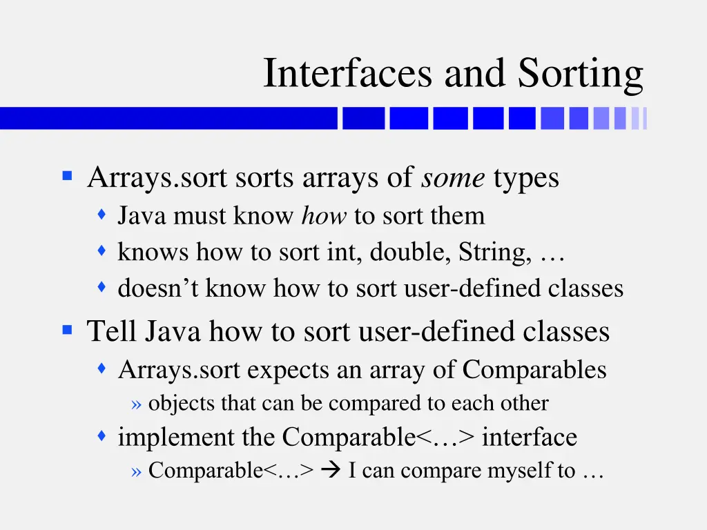 interfaces and sorting
