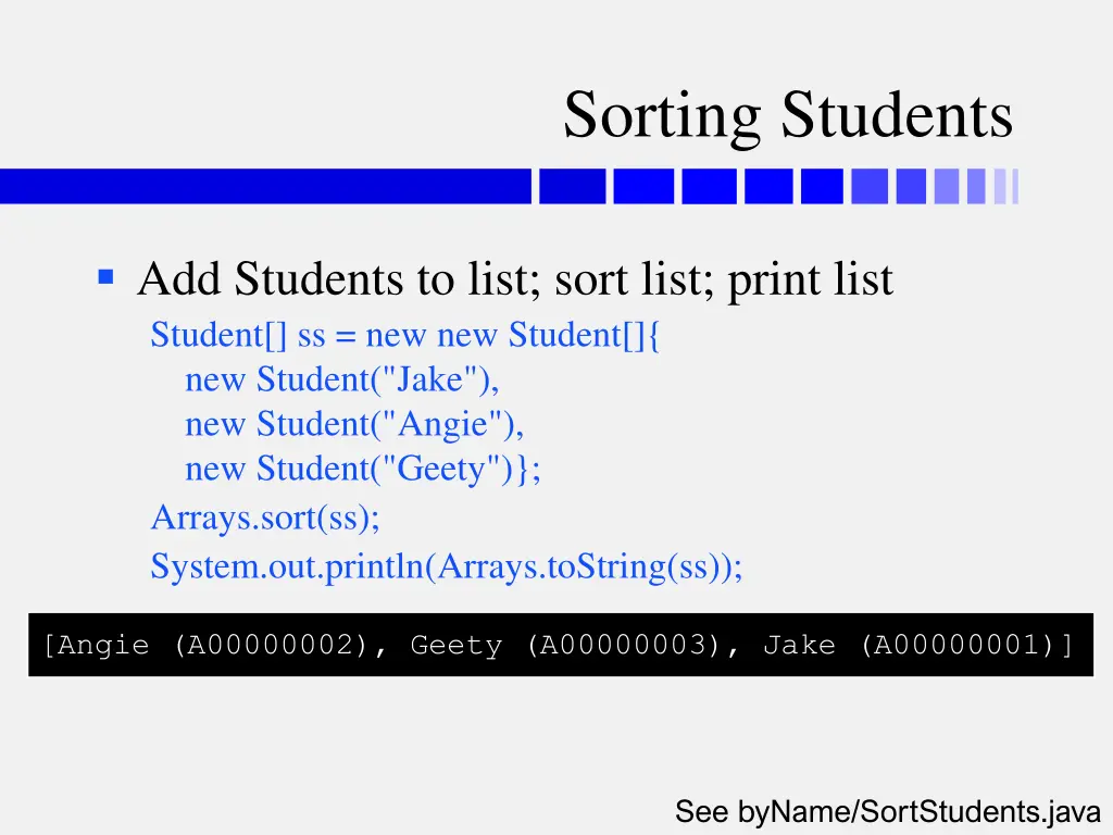 sorting students 1
