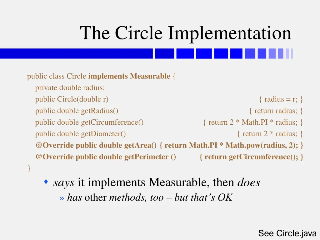 the circle implementation
