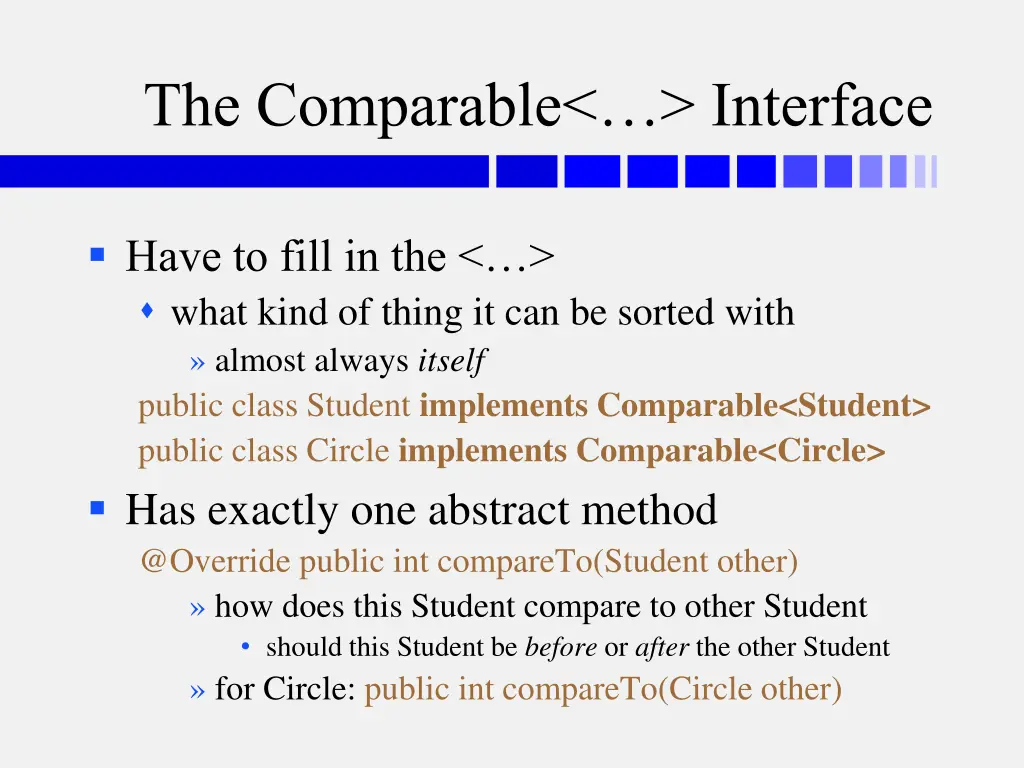 the comparable interface
