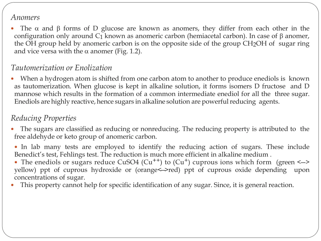 anomers the and forms of d glucose are known