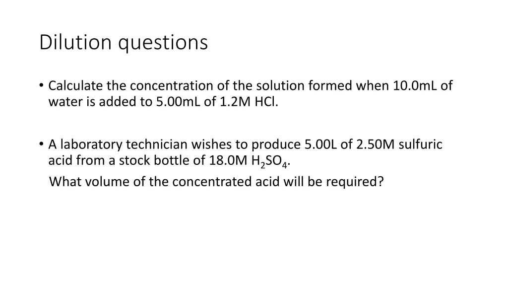 dilution questions