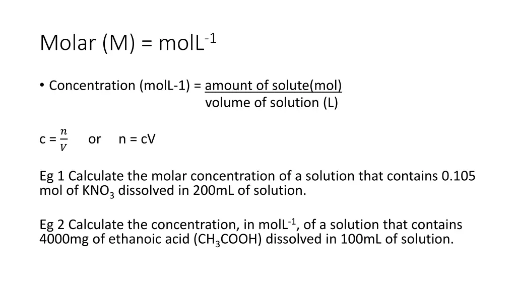 molar m moll 1