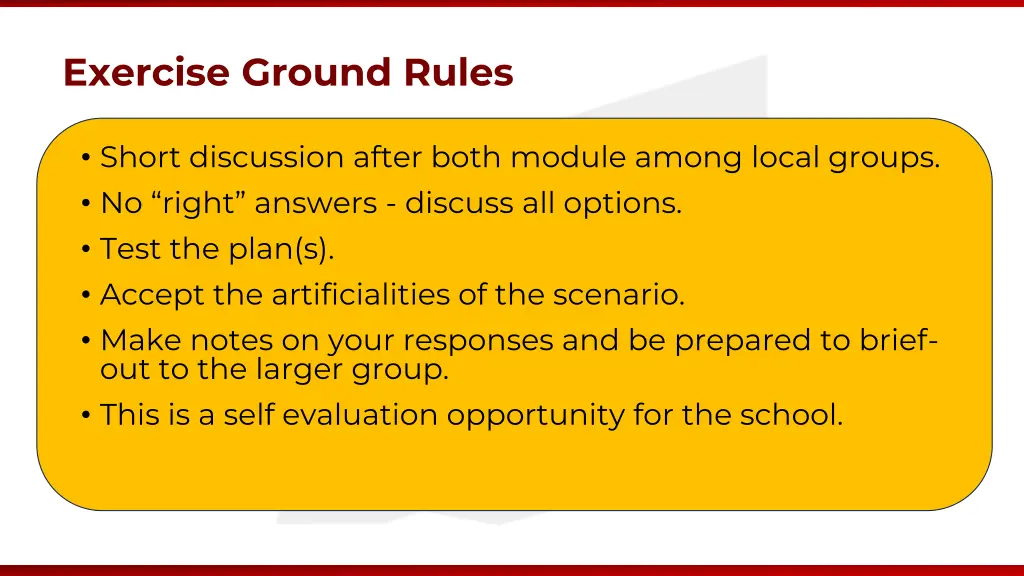 exercise ground rules