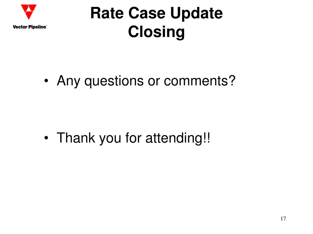 rate case update closing