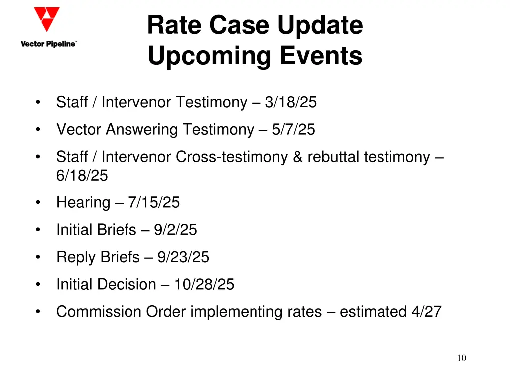 rate case update upcoming events