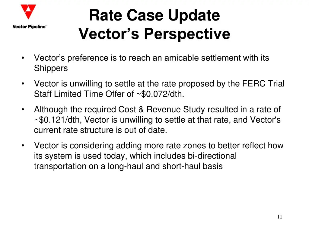 rate case update vector s perspective