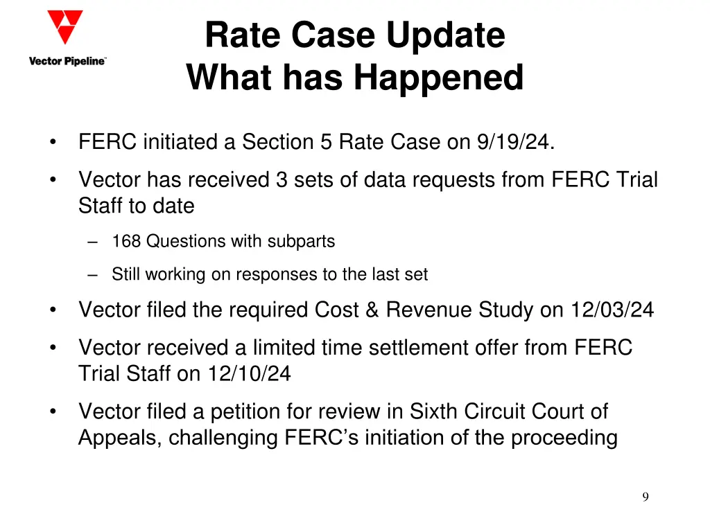 rate case update what has happened