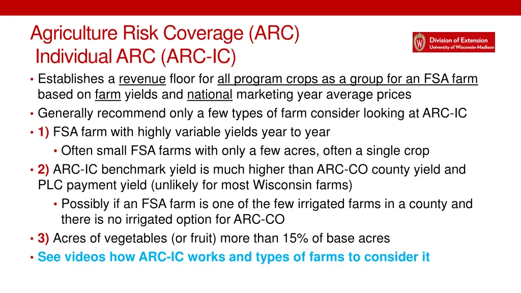 agriculture risk coverage arc individual