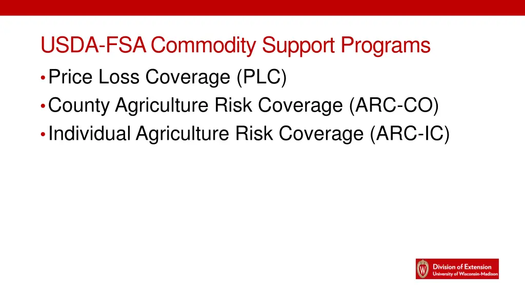 usda fsa commodity support programs price loss