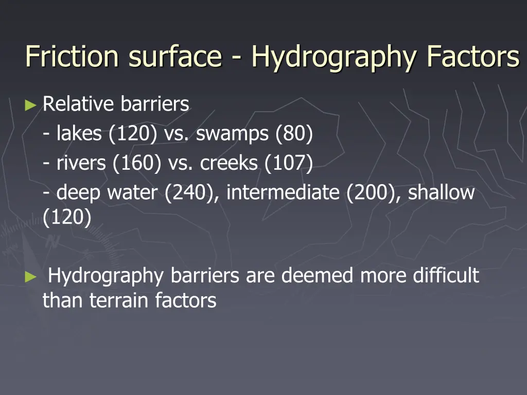 friction surface hydrography factors