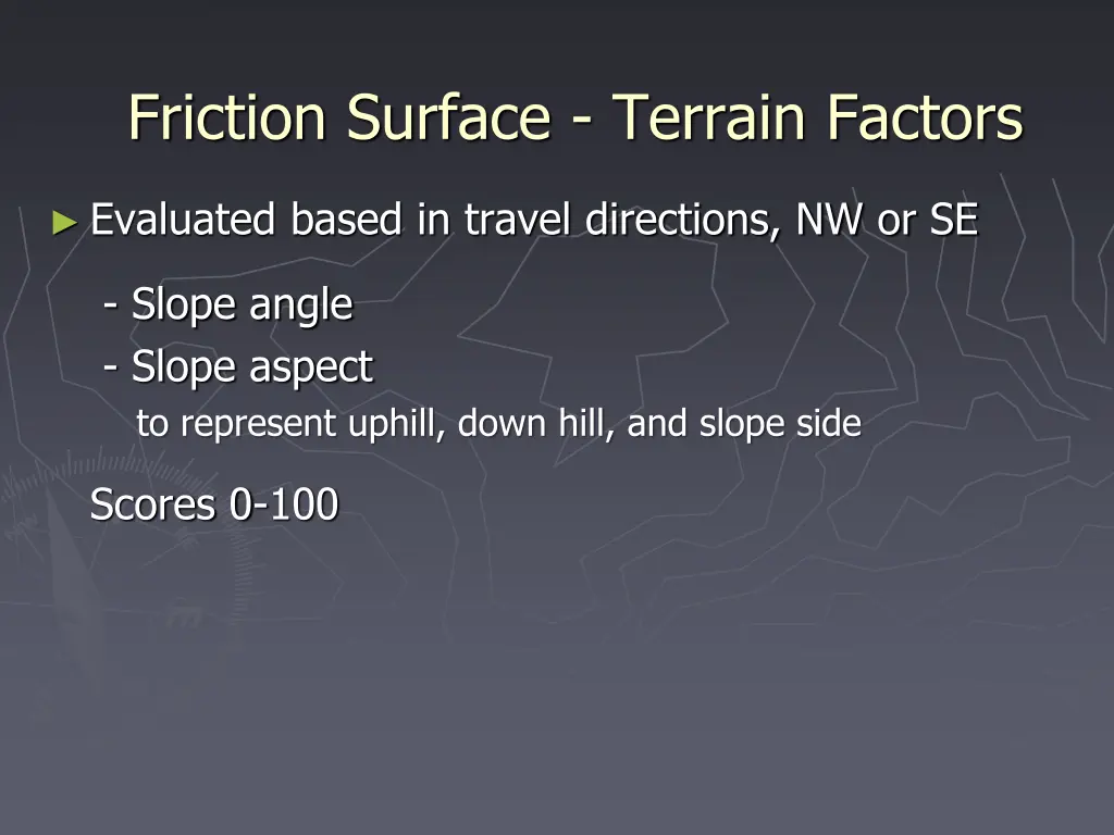 friction surface terrain factors