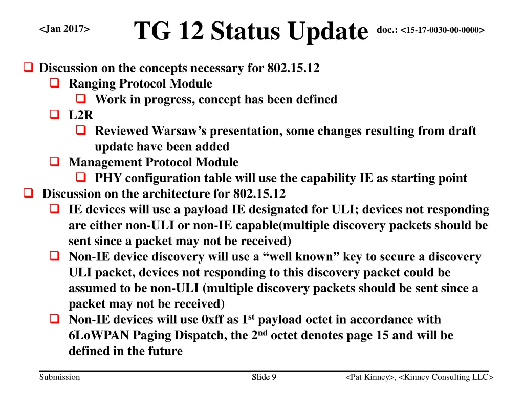 tg 12 status update