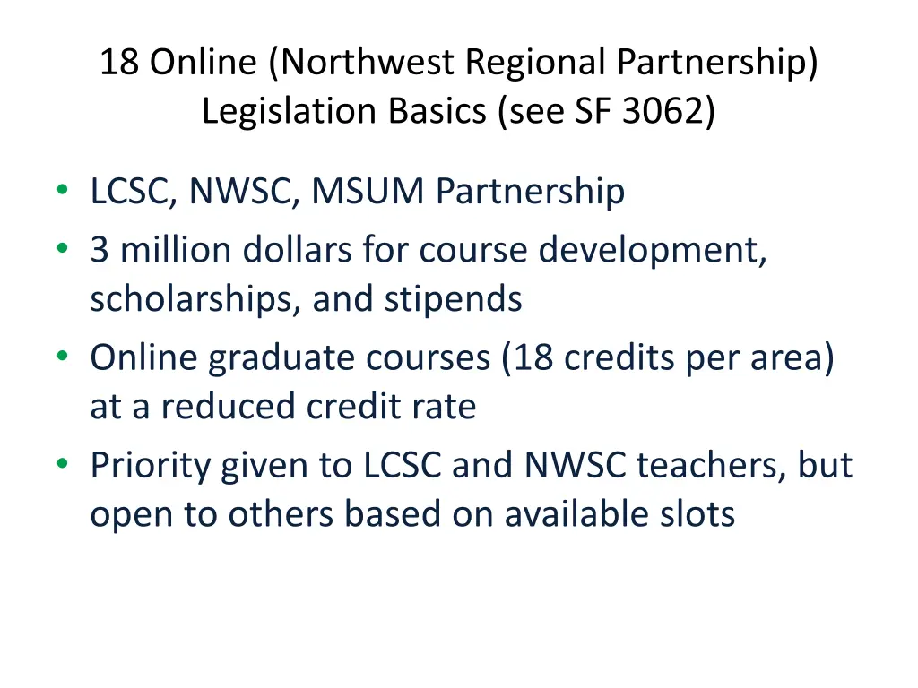 18 online northwest regional partnership