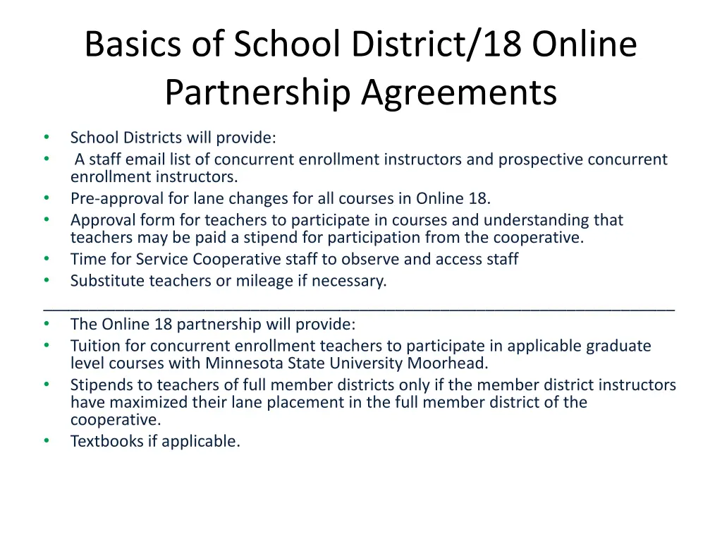 basics of school district 18 online partnership
