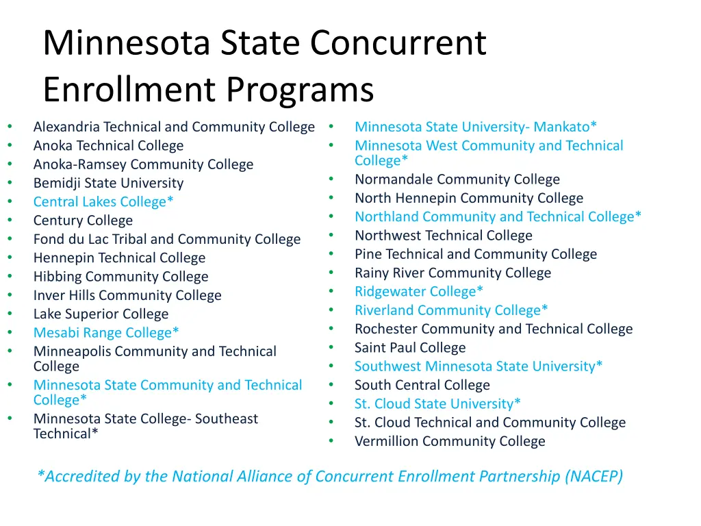 minnesota state concurrent enrollment programs