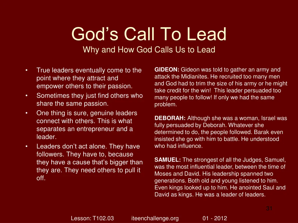 god s call to lead why and how god calls 30