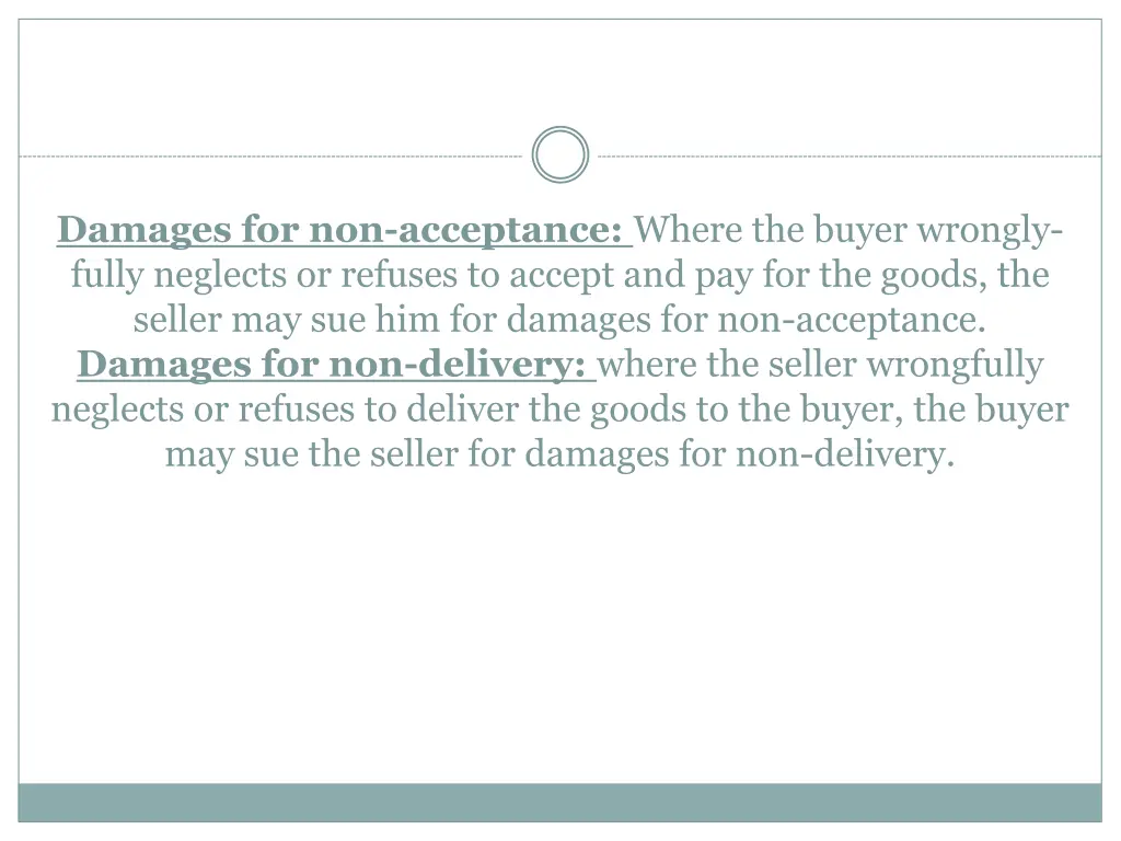 damages for non acceptance where the buyer