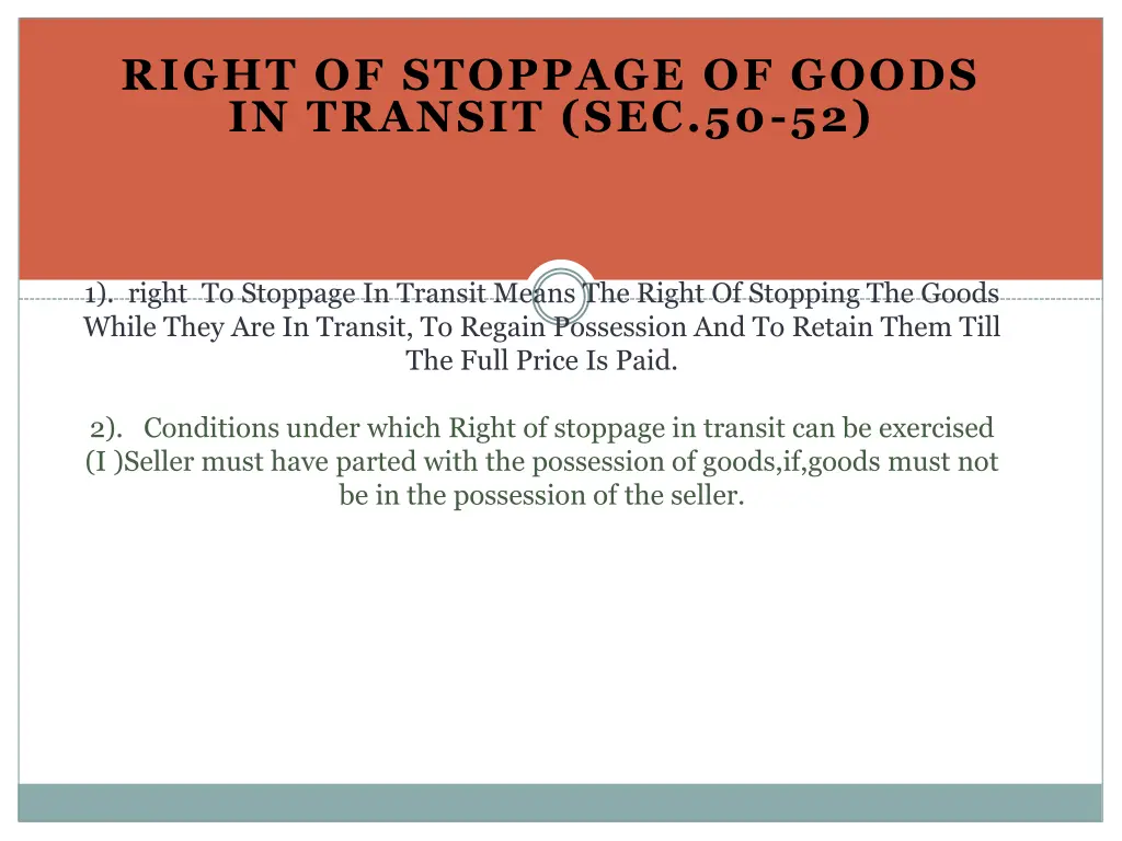 right of stoppage of goods in transit sec 50 52