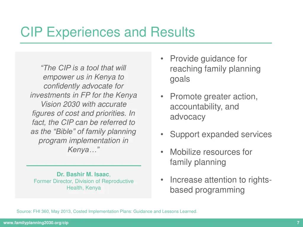 cip experiences and results