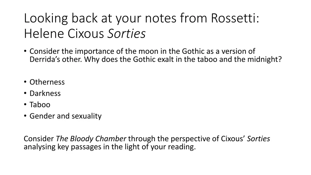 looking back at your notes from rossetti helene
