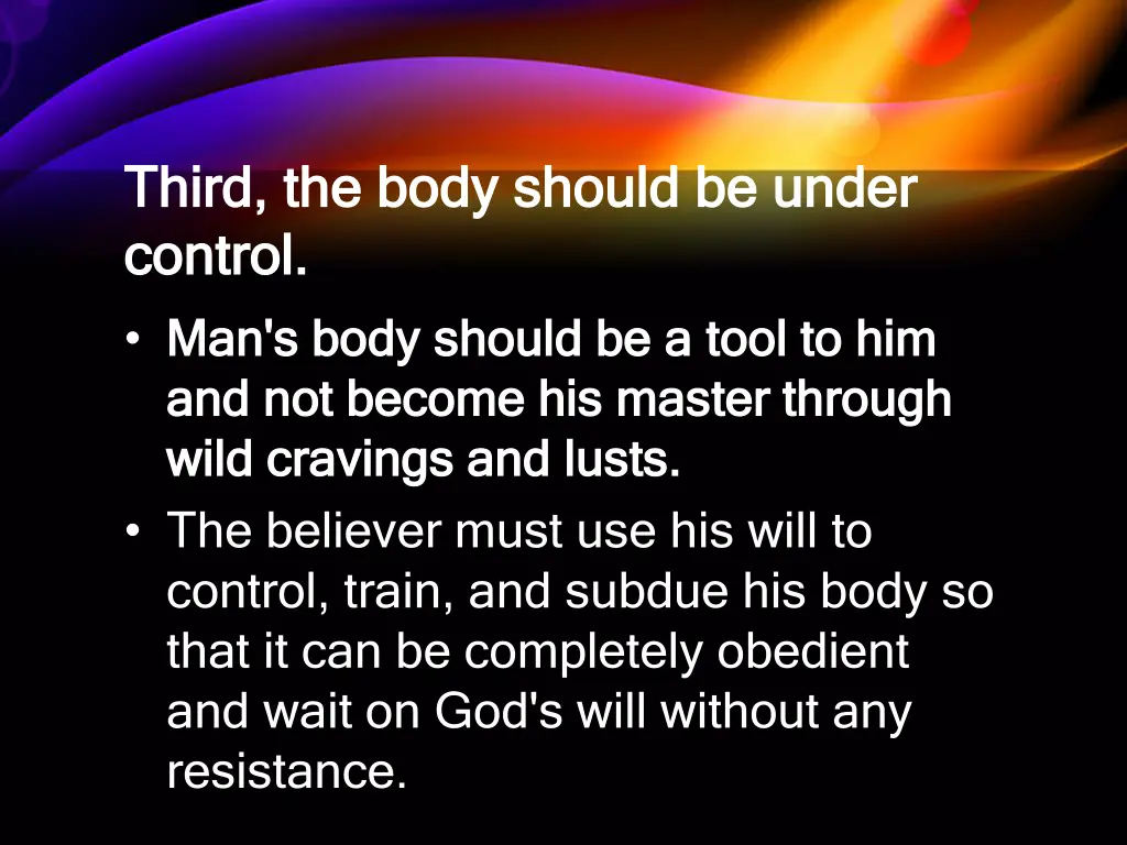third the body should be under third the body