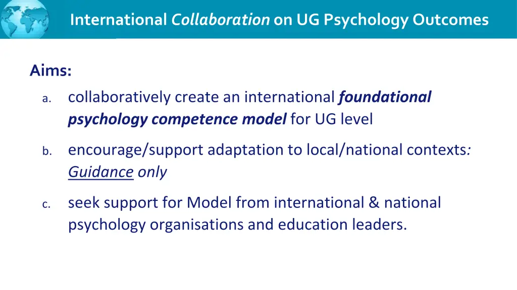 international collaboration on ug psychology