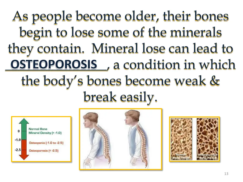 as people become older their bones begin to lose