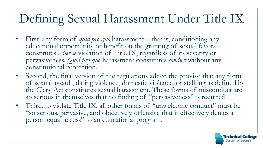 defining sexual harassment under title ix