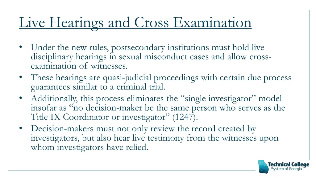 live hearings and cross examination