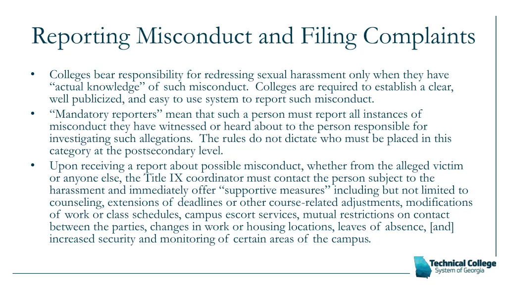 reporting misconduct and filing complaints