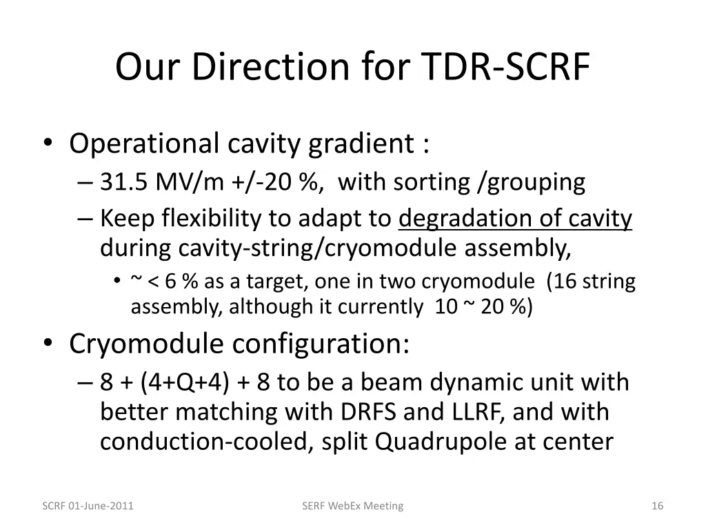 our direction for tdr scrf