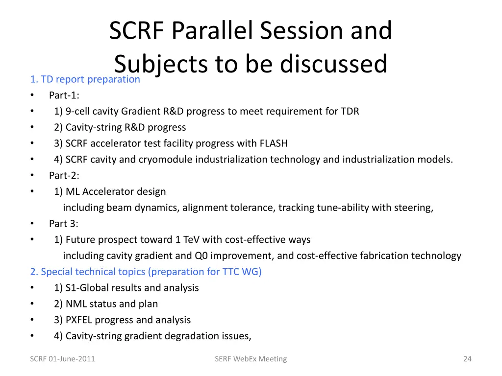 scrf parallel session and subjects