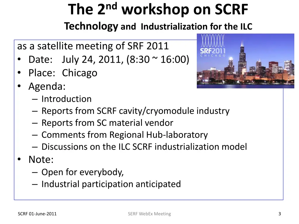 the 2 nd workshop on scrf technology