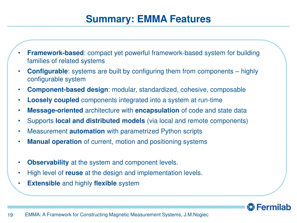 summary emma features